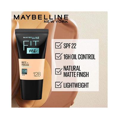 Maybelline New York Fit Me Matte+Poreless Liquid Foundation Tube, 220 Natural Beige 18 ml - Foundation