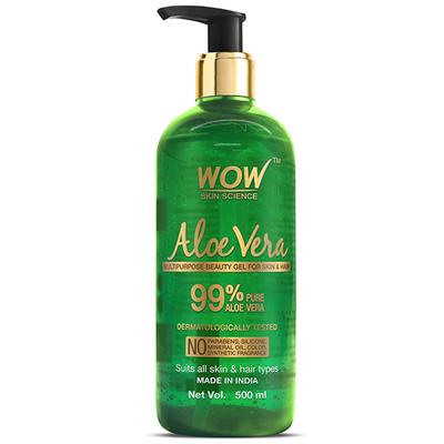 Wow Life Science Skin Science 99% Pure Aloe Vera Gel Multipurpose for Skin and Hair 500ml - Face Moisturizers