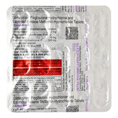 Zoryl MP 2mg Tablet 15'S - Diabetes-Ant