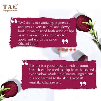 TAC - The Ayurveda Co. Beet Mighty Pink Lip Cheek & Eye Tint, Shea Butter Moisturising Matte 5gm - Lip Stains & Tints