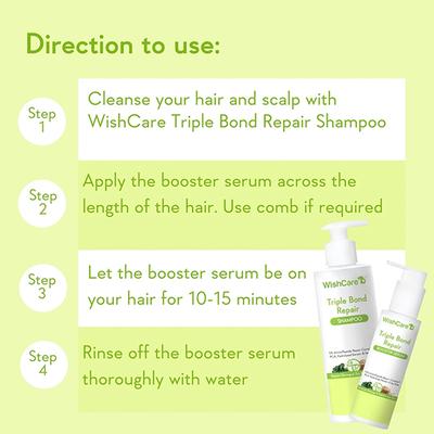 Wishcare Triple Bond Repair Booster Hair Serum for Dry & Frizzy Hair - Repairs Damaged Hair (100ml) - Hair Serums