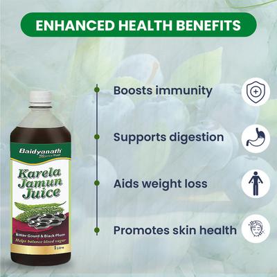 Baidyanath Karela Jamun Juice - Bitter Gourd and Black Plum 1 litre - Ayurvedic Juices