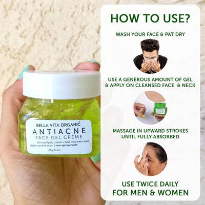 Bella Vita Organic Anti Acne, Pimple Scar Spots Removal Cream Gel 85 gm - Face Gels