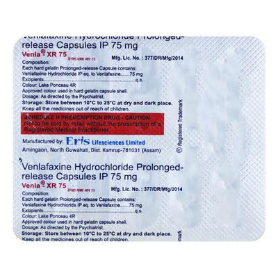 Venla XR 75mg Capsule 10'S - Depression-Ant