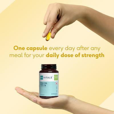 HK Vitals Fish Oil Capsule for Men and Women (1000Mg Omega 3 with 180Mg Epa and 120Mg Dha) 90 Omega 3 Fish Oil Capsules 1's - Omega Fish Oil Fatty Acids