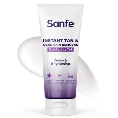 Sanfe Instant Tan and Dead Skin Removal Exfoliating Gel Visibly Removes Tan Exfoliates Dead Skin 100 gm - Scrubs & Exfoliants
