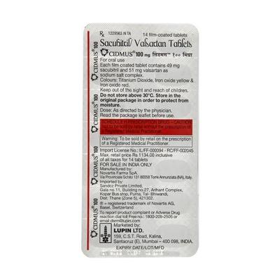Cidmus 100mg Tablet 14'S - Heart Failure-Ang