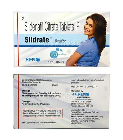 Sildrate 25mg Tablet 10'S - Impotence/Erectile Dysfunction (Ed)
