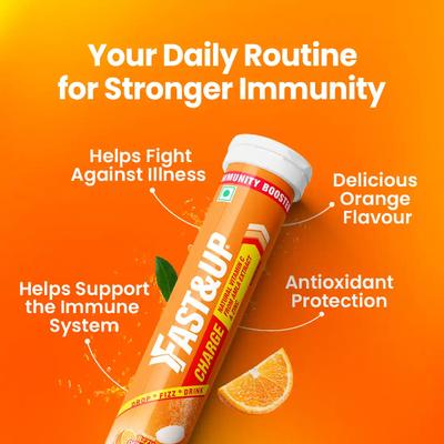 Fast&Up Charge Natural Vitamin C From Amla Extract & Zinc Effervesent Tablet - Fizzy Blast Orange Flavour (Pack of 3 x 20's) - Vitamin C