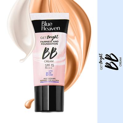 Blue Heaven 8Hr Stay Get Bright Fairness and Foundation BB Cream SPF 15 PA+++ Cream Blush 201 30gm - Blushes