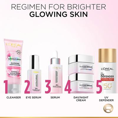 L'Oreal Paris Glycolic Bright Daily Foaming Face Cleanser 100 ml - Face Wash & Cleansers