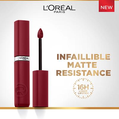 Loreal Paris Infallible Matte Resistance Liquid Lipstick, Wine 5 ml Not 500 - Liquid Lipsticks