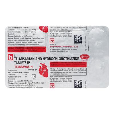 Telmavas H 40mg Tablet 10'S - Hypertension-Ang