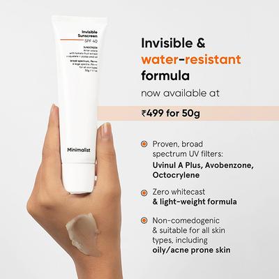 Minimalist Invisible Sunscreen Spf 40+ Pa +++ With Tomato Fruit Extract 50 gm - Face Sunscreen
