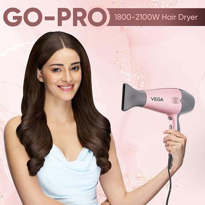 VEGA Go-Pro 2100 Hair Dryer With Cool Shot Button & 3 Heat Settings (Ananya Panday Signature Collection) VHDH-25 Rose Gold & Grey 1 gm - Hair Dryers