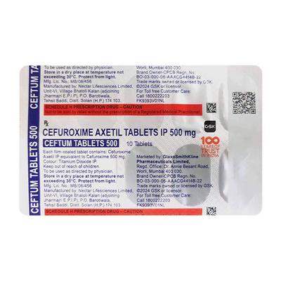 CEFTUM 500 Tablet 10's - Bacterial Infections-Cep