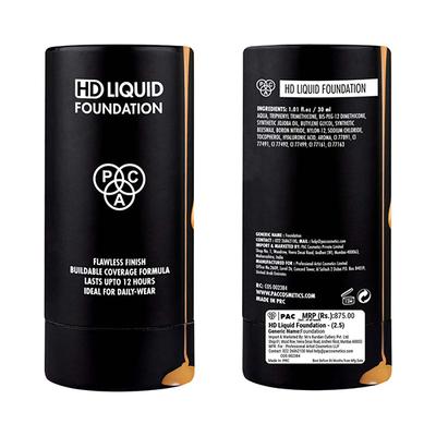 PAC HD Liquid Foundation Flawless Finish Buildable Coverge formula Lasts Upto 12 Hours Jdeal for Daily-Wear 2.5 30ml - Foundation