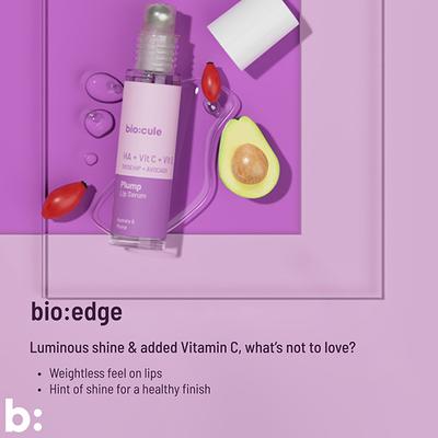 Biocule Plump Lip Plumping Serum Roll-On, With Vitamin C From Rosehip, 100% Natural 10 ml - Lip Balms
