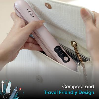 Vega Go Mini Cordless Hair Straightener for Women with Power Bank for Mobile and Travel Friendly 280 gm - Straighteners