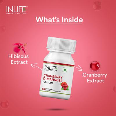 INLIFE Cranberry D-Mannose Hibiscus Veg Capsule 60's - Herbal Dietary Supplement
