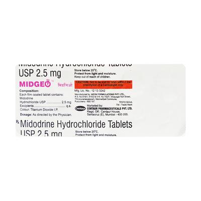 MIDGEO 2.5mg Tablet 10's - Hypotension-Vas