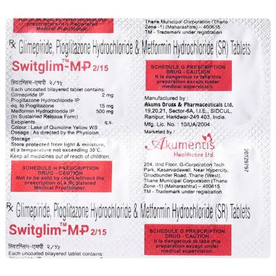 Switglim MP 2/15/500mg Tablet 10'S - Diabetes-Ant