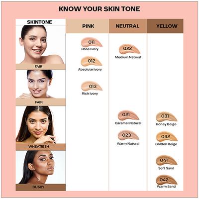 Faces Canada All Day Hydra Matte Foundation 3-In-1 Foundation + Moisturizer + SPF 30 24 Hr Aloe Hydration & Vitamin C 10Hr Long Wear Rose Ivory 011 25ml - Foundation