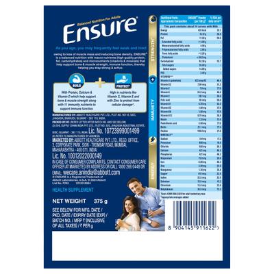 Ensure Nutritional Powder - (Refill Pack) Vanilla Flavour 375 g - Daily Health Drinks