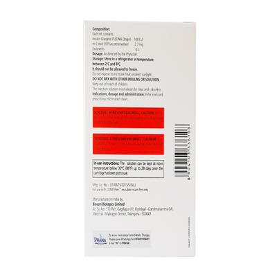 NOBEGLAR 100iu Cartridge 3ml - Diabetes-Ins