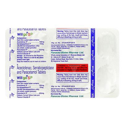 Willgo SP Tablet 10'S - Pain relief-Nsa