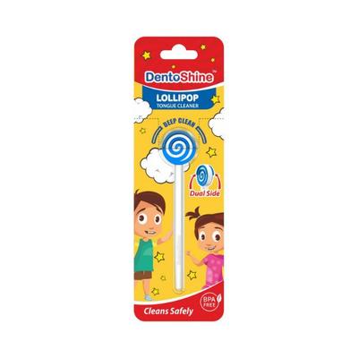 Dentoshine Lollipop Tongue Cleaner for Kids Blue 100 gm - Floss & Tongue Cleaners