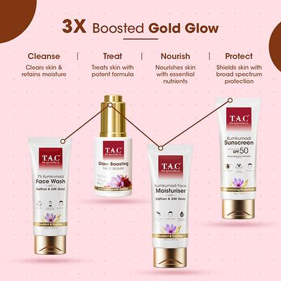 TAC Glow Boosting Face Serum Saffron & 24K Gold Reduces Dullness & Pigmentation All Skin Types 30 ml - Face Gels