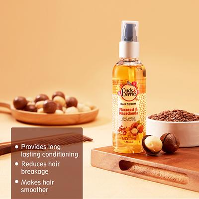 Buds & Berries Flaxseed and Macadamia Hair Serums Bottle 100 ml - Hair Serums