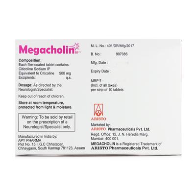 MEGACHOLIN RF 500mg Tablet 10's - Nootropics And Neurotrophics