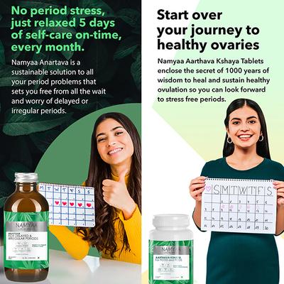 Namyaa PCOD and PCOS Syrup and Tablets -Regulates Periods & Balances Hormones, Ayurvedic Medicine 2 gm - Women Health