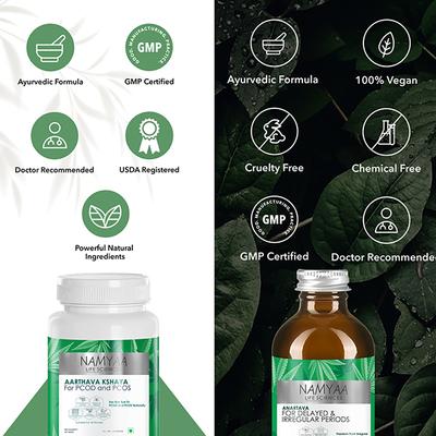 Namyaa PCOD and PCOS Syrup and Tablets -Regulates Periods & Balances Hormones, Ayurvedic Medicine 2 gm - Women Health