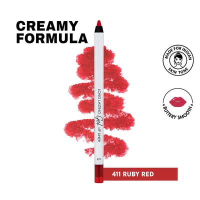 Lamel Long Lasting Gel Lip Liner 411-Ruby Red 1.7 gm - Lip Liners