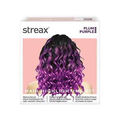 Streax Ultralights Hair Colour Highlight Kit, Purple Hair Colour, Plum Purple, 1's - Crème