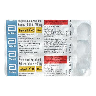 Inderal LA 40mg Tablet 15'S - Hypertension-Bet