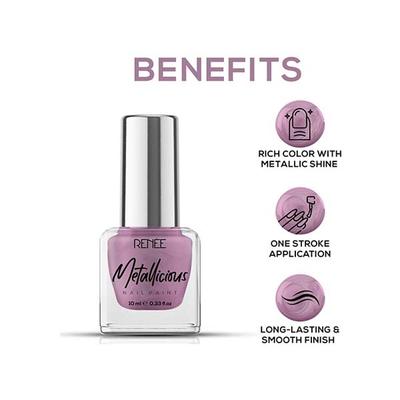 RENEE Metallicious Nail Paint - Tea Rose 10 ml - Nail Polish