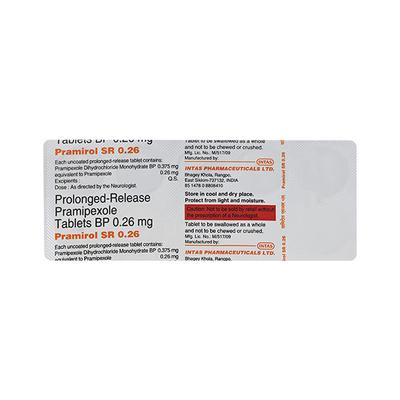 Pramirol SR 0.26mg Tablet 10'S - Parkinsonism-Apd