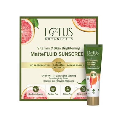 Lotus Botanicals Vitamin C Skin Brightening Mattefluid Sunscreen SPF 50 PA+++ for Men & Women 5 gm - Face Sunscreen