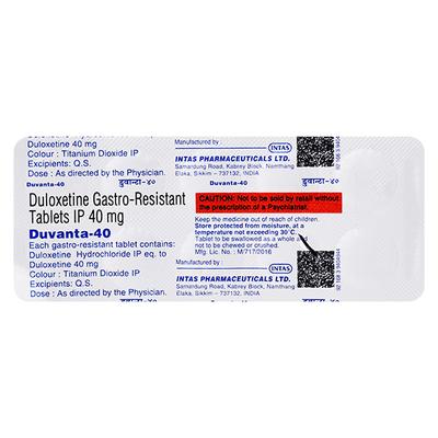 Duvanta 40mg Tablet 10'S - Depression-Ant