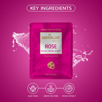 Gemblue Biocare Rose Facial Sheet Mask 20 ml - Sheet Masks