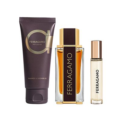 Salvatore Ferragamo Spicy Leather (Eau De Parfum 100ml + Shampoo & ShowerGel 100ml + Pen Spray 10ml) 1's - Men Perfumes (Edt/Edp)