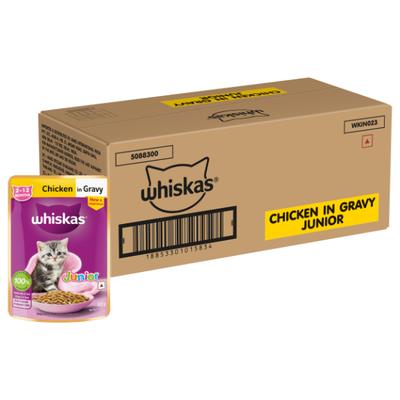 Whiskas Junior Chicken in Gravy (Pack of 80gm x 56) 4480 g - Petfood