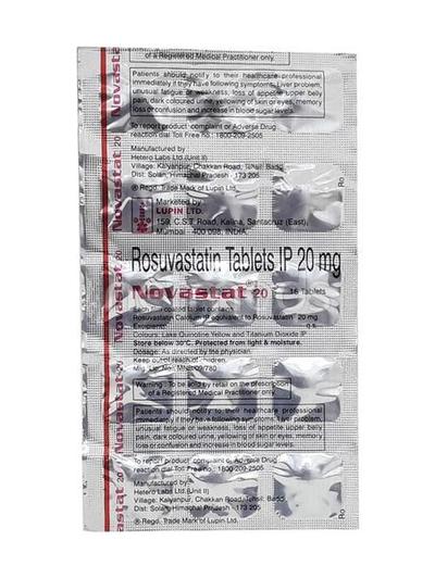 Novastat 20mg Tablet 15'S - High Cholesterol-Dys