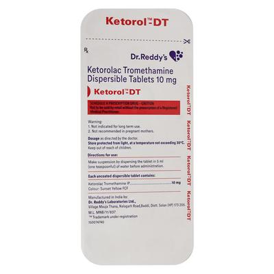 Ketorol DT 10mg Tablet 15'S - Pain relief-Nsa