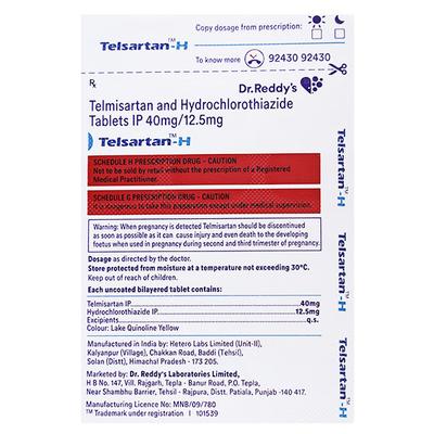 Telsartan H 40mg Tablet 14'S - Hypertension-Ang