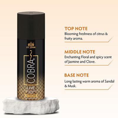 St. John Cobra Cool Limited Edition Deodorant Spray 150 ml + Live Limited Edition Deodorant Spray 150 ml + Cobra Eau De Parfum 15 ml 3's - Men Deodorants/Roll-Ons